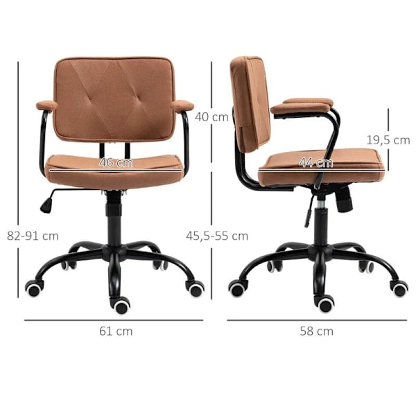 Rootz kontorsstol - Elegant kontorsstol - Skrivbordsstol - Höjdjusterbar - 360° Rotation Tiltbar - Brun - 61 x 58 x 82-91 cm
