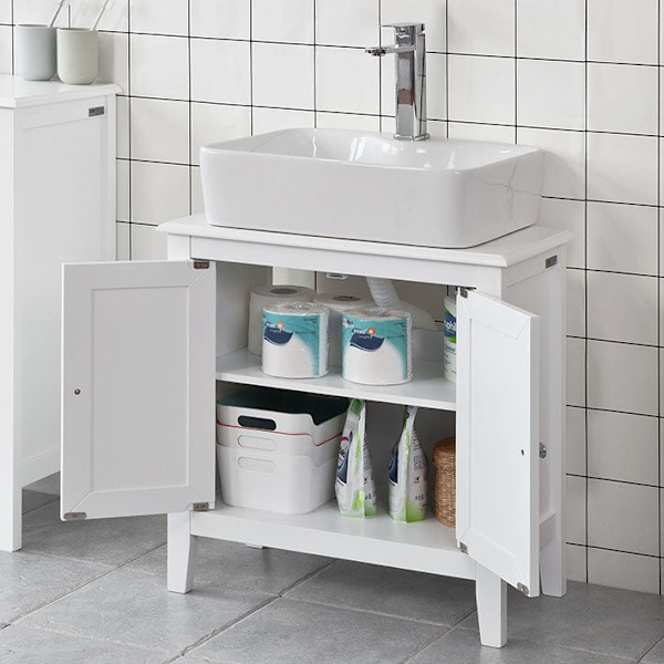 Rootz Modern Tvättställsskåp - Badrumsförvaring - Underdel - MDF-konstruktion - Rymlig med 2 dörrar och 2 hyllor - Perfekt för att organisera - 60 cm