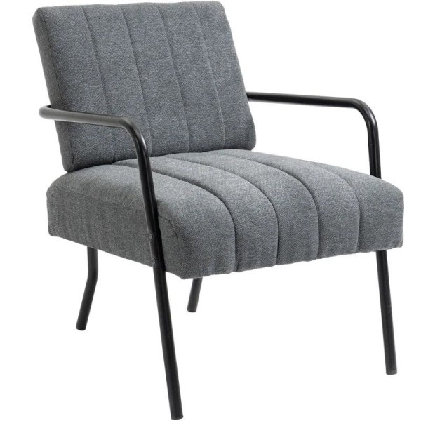 Rootz stoppad fåtölj - Dubbelsitssoffa - Retrodesign - Sammetslook - Metall - Grå + Svart - 59 x 75 x 77 cm