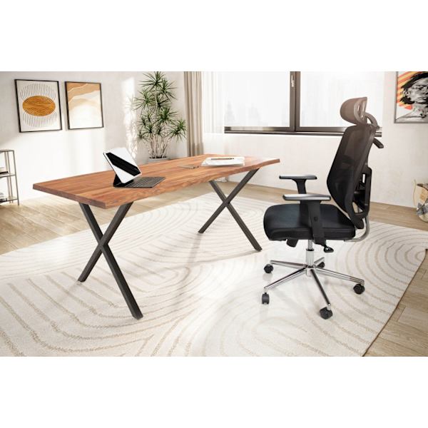 Rootz modernt kontorsbord - massivt träbord - uttrycksfull trädkant - rektangulär - handgjorda - 180 cm x 90 cm x 76 cm