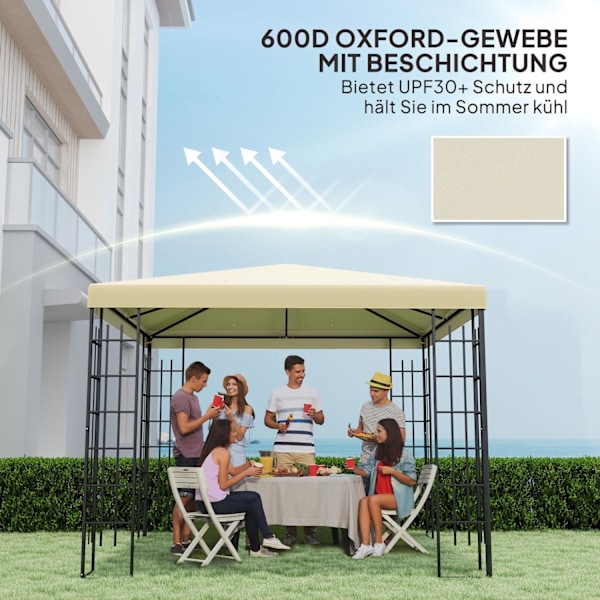Rootz 3x3m Korvaava huvimaja tarpauliini - puutarhakansi - katos yläosa - upf30+ auringonsuoja - 298 cm x 298cm - valkoinen