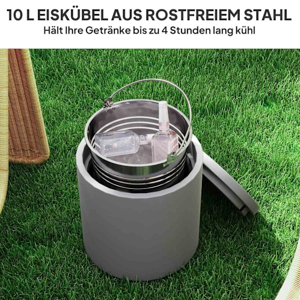 Rootz udendørs sidebord - køligere isspand - grå beton - holder drinks kølet - Ø37,5 x 43,5 timer cm