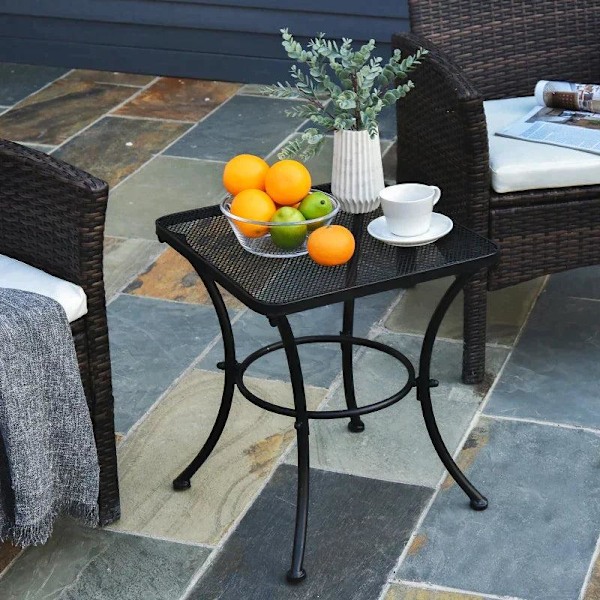 Rootz Garden Soffbord - Tebord - Sidobord - Fyrkantigt bord - Metall - Svart - 45 x 45 x 50 cm