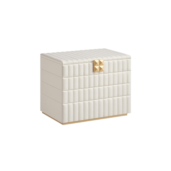 Rootz smyckeskrin med spegel - Organizerfodral - 4-vånings - Molnvit - 17 cm x 28 cm x 20,5 cm - PU syntetiskt läder - MDF - Modern stil