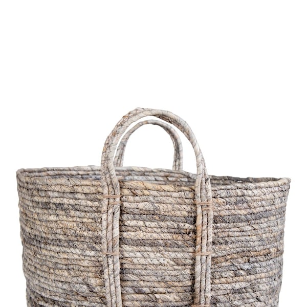 Rootz Udine Round Basket - Grey Basket - Palm Leaf Storage - Stylish Home Organization