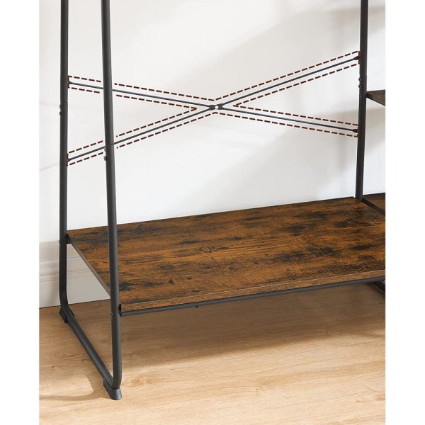 Rootz-vaateteline - Vaateteline - 5 tasoinen vaateteline - Vaateteline - Seisova vaateteline - Riipputeline - Vintage ruskea-musta - 45 x 120 x 160 cm