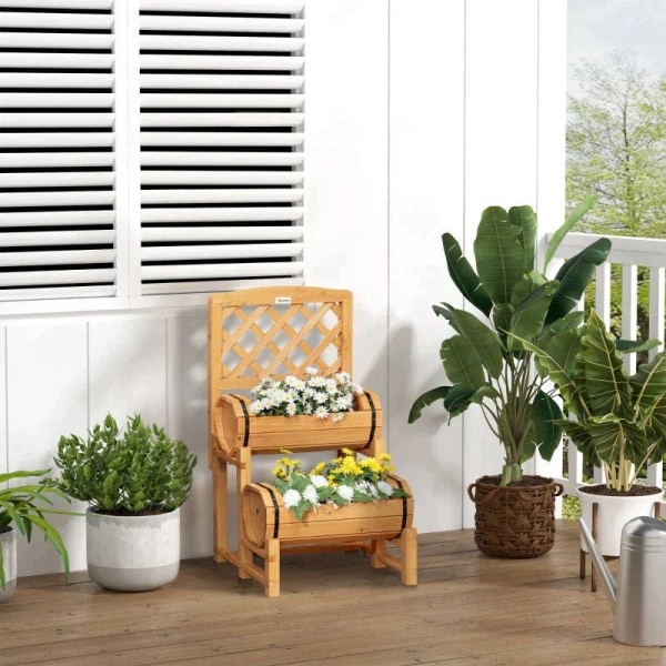 Rootz Raised Bed - Korotettu sänky maalaismainen muotoilu - Kasvikaukalo - Sis. Trellis - Säänkestävä - Käsitelty massiivipuu - 45L x 45L x 80K cm