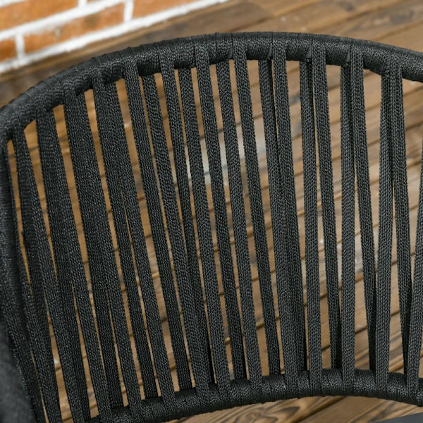 Rootz Trädgårdsstolar - Utomhusstolar - Set med 2 - Boho Design - Sitt- och ryggkuddar - Bekvämt sittskal - Metallram - Stål-polyeten - Mörkgrå - 57W