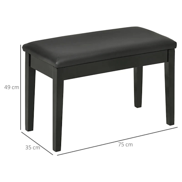 Rootz klaverbænk - 1 person - Polstret - Gummitræ - Kunstlæder - Solid siddeplads - Træben - Sort - 75L x 35W x 49H cm