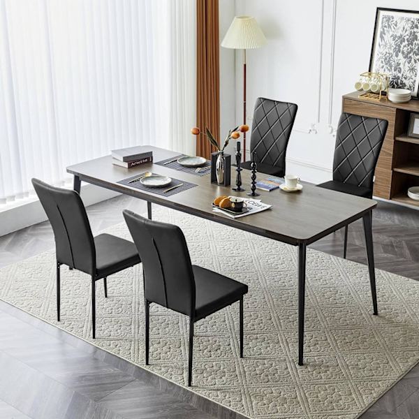 Rootz matstolar Set med 4 - Moderna köksstolar - Kontorssittplatser - Bekväm vadderad sits - Ergonomiskt högt ryggstöd - Slitstark metallram - 42 cm x