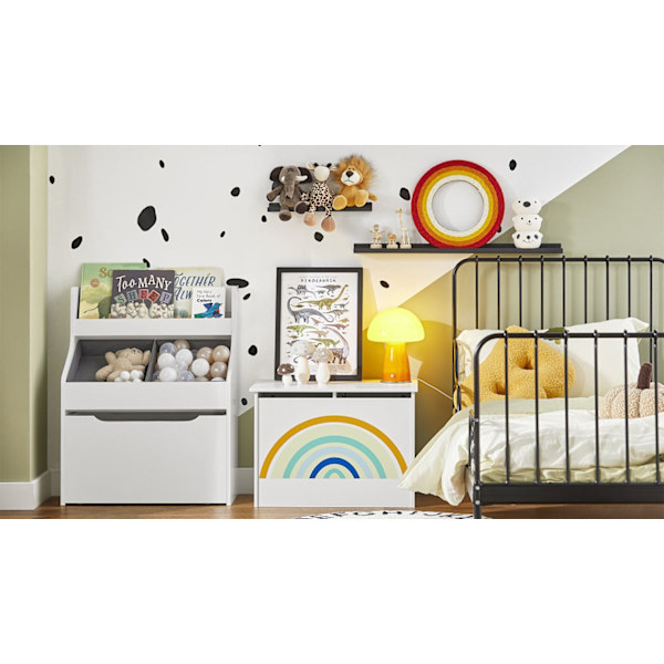 Rootz Toy Chest - Toy Box - Förvaringslåda för barn - Stabil MDF-konstruktion - Barnvänlig höjd - Stora fack - 62cm x 44cm x 40cm