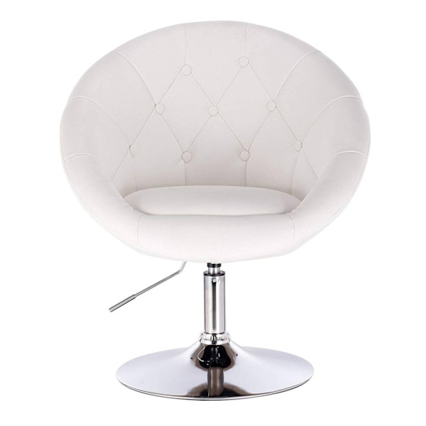 Rootz Lounge Chair - Snurrstol i konstläder - Justerbar höjd - Snygg och bekväm - 46cm x 44cm - Vit - Ergonomisk design