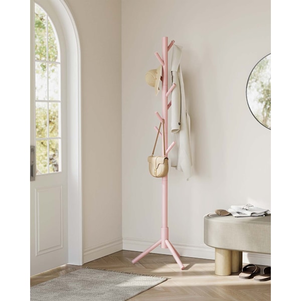 Rootz Winders 'Stand in Tree Form - Justerbar tøjophæng - frakke rackstativ - Solid træ - 47x47x175cm - lyserød