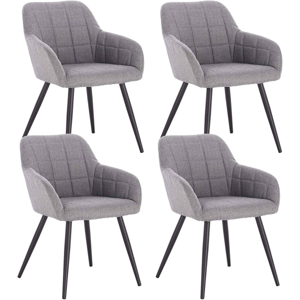 Rootz Set med 4 matstolar - Fåtöljer - Linneklädda säten - Ergonomiska och bekväma - Hållbara metallben - Justerbara halkskydd - 49cm x 43cm x 81cm