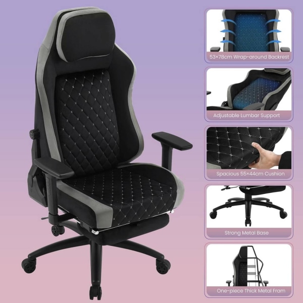 Rootz Ultimate Gaming Chair - Kontorsstol - Ergonomisk datorstol - Formgjuten skumkomfort - Adaptivt svankstöd - Slitstark metallram - 55 cm x 44 cm s