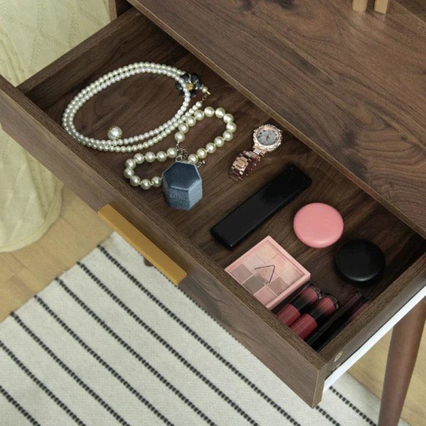 Rootz Kosmetikbord - Toiletbord - Med Spejl & Skuffe - Spånplade