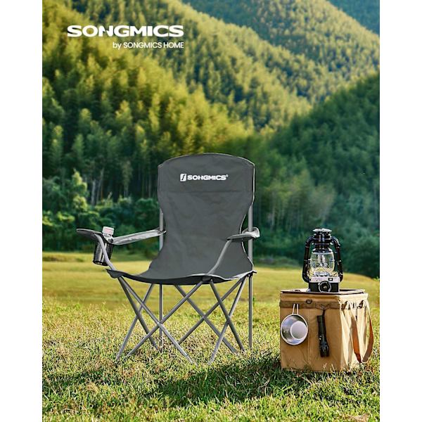 Rootz 2 Pack Slate Grey Camping tuolit - Teräsrunko - Oxford Cloth - Kannettavat taitettavat tuolit - Kevyt - Kompakti - Mukava - 54 cm x 86 cm x 97 c