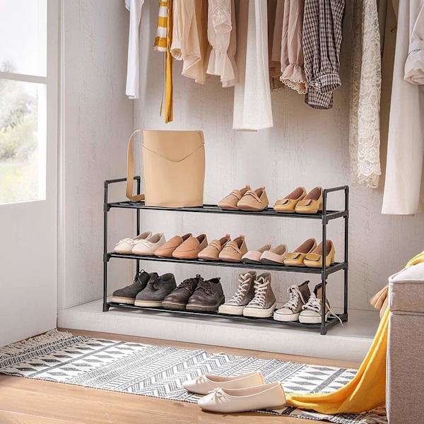 Rootz Skoställ - Set med 2 - Skoorganisator - 24-30 par skor - Staplingsbar - 92 x 30 x 53 - Metall - Svart