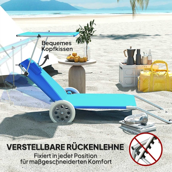 Rootz fällbar solstol - Beach Lounger - Garden Lounger - Justerbar ryggstöd - 62 cm x 148 cm x 85 cm