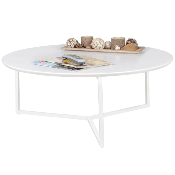 Rootz Design soffbord MDF trä vit matt stomme metall ø 80 cm - Vardagsrum lackad Sofa modern - Soffbord rund lounge