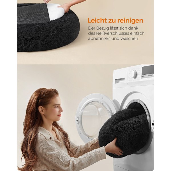 Rootz Plush Dog Bed - Pet Bed - Mysig kudde - Mjuk fyllning - Bläck Svart - 100 cm x 20 cm - Lätt 2,7 kg