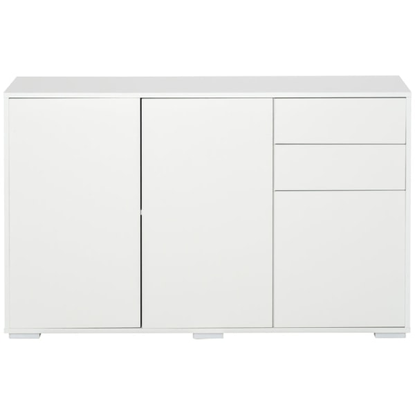 Rootz Sideboard - Kommod - 2 lådor - Ståskåp - Push-click - Spånskiva - Vit - 117 Cm X 36 Cm X 74 Cm
