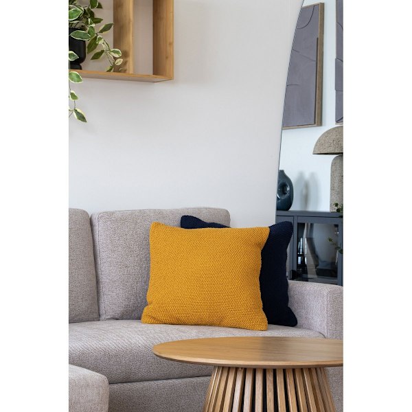 Rootz Cushion - Återvunnen bomullskudde - Ocher Throw Pillow - Eco -Friendly Design - 45 cm x 45 cm