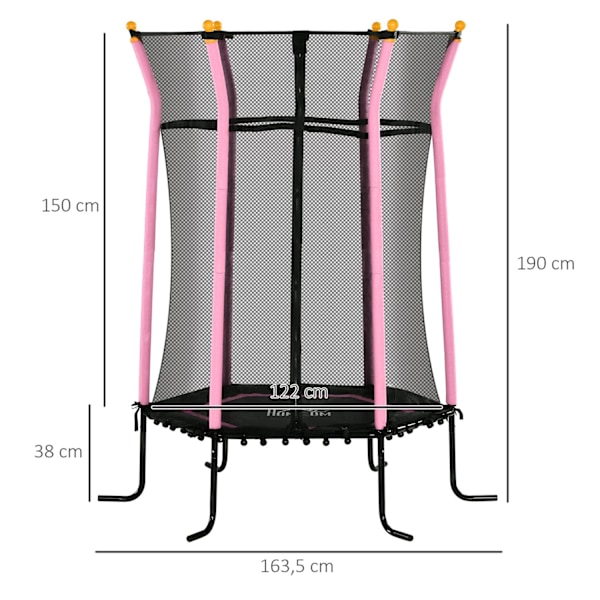 Rootz Children’s Trampoline - Kids Bouncer - Jumping Mat - Safety Net - Ø163.5 cm x 190 cm - Stålramme - Polstret - Max Load 50 kg