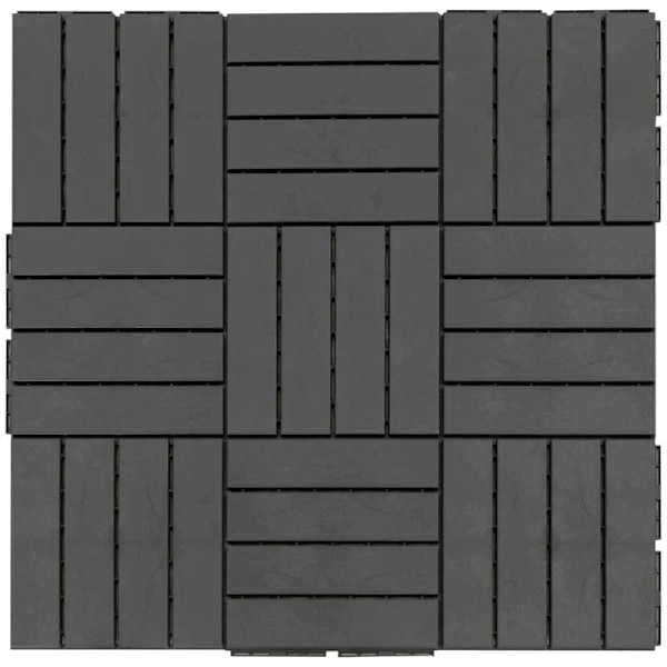 Rootz terrassefliser - Gulvfliser - Sæt med 9 gulvfliser - Klikmekanisme - Trækorn - Sort - 30 x 30 x 2 cm