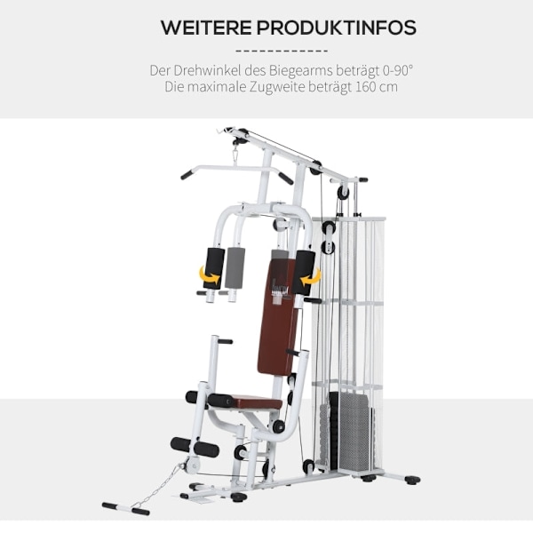 Rootz Gym Strength Station - Hjemmefitnessløsning - Multigymnastik - Holdbar stålramme - Workout for hele kroppen - Komfortabel og sikker - 150 cm x 1