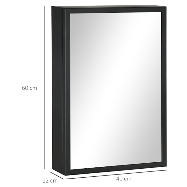 Rootz spejlskab - Vægmonteret organisering - Badeværelsesopbevaring - Pladsbesparende - Rustfri hængsler - Rustfrit stål - 40cm x 12cm x 60cm