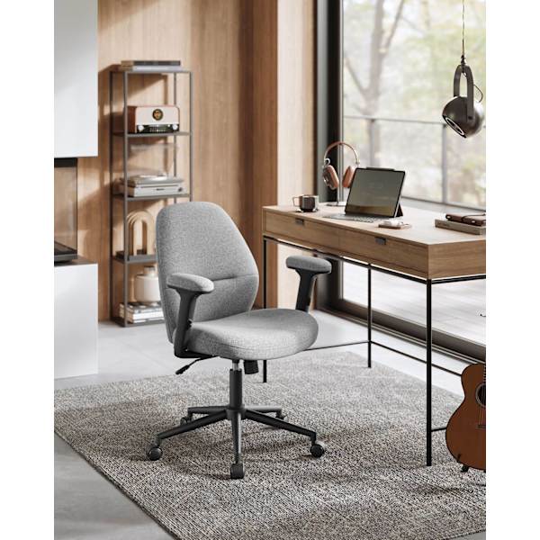 Rootz-toimistotuoli säädettävillä käsinojilla - Pöytätuoli - Ergonominen tuoli - Dove Grey - 66cm x 66cm x (86,5-94,5cm) - PU - Teräs
