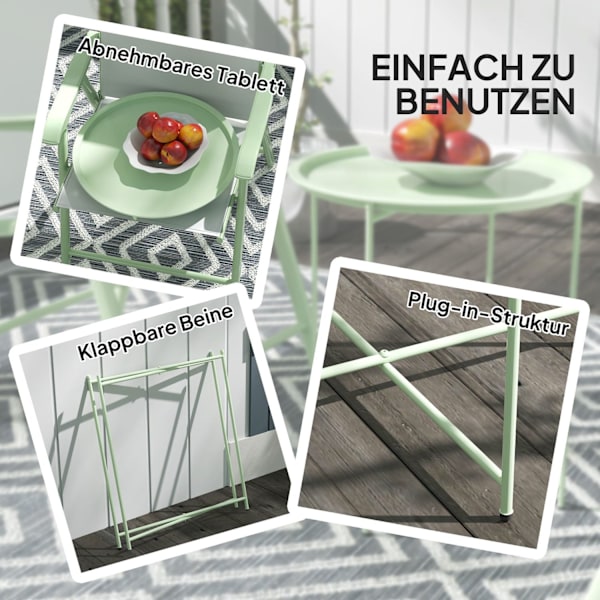Rootz Round Garden Table - Terrace Table - Steel Exterior Table - Fjernelig bakke - Foldbart design - Ø46 x 50 cm