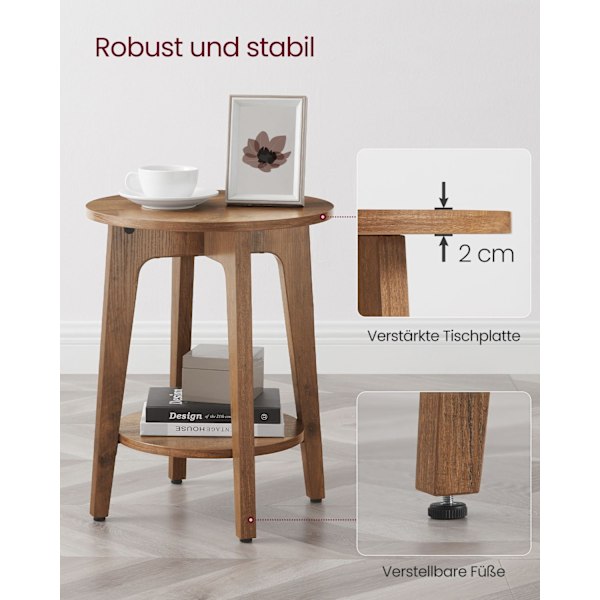 Rootz honningbrun spånplade sidebord - endebord - sengebord - 90 kg Kapacitet - 40 cm x 50 cm - 4,1 kg