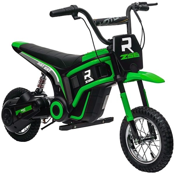 Rootz Kids elektrisk motorcykel - Ride-On Bike til børn - 24V motor - Integreret musik og lys - Stødabsorberende hjul - Grøn - 119 cm x 64 cm x 76,5 c