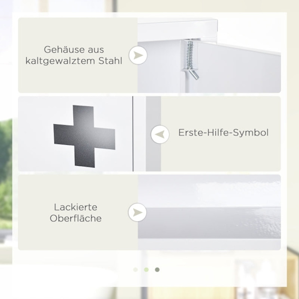 Rootz Kleankin Medicinskåp - Första hjälpen-skåp - Medicinsk förvaring - Säker magnetisk stängning - Effektiv organisation - Snabb identifiering - 30L