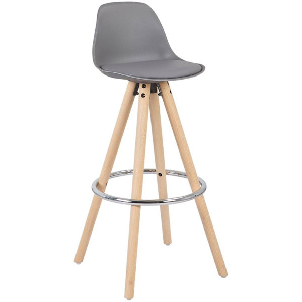 Rootz Designer -baarijakkara - Työpöytäjakkara - Keittiöjakkara - Tyylikäs harmaa selkänoja - Mukava keinonahka - Helppo koota - 96,5 cm x 38,5 cm x 3