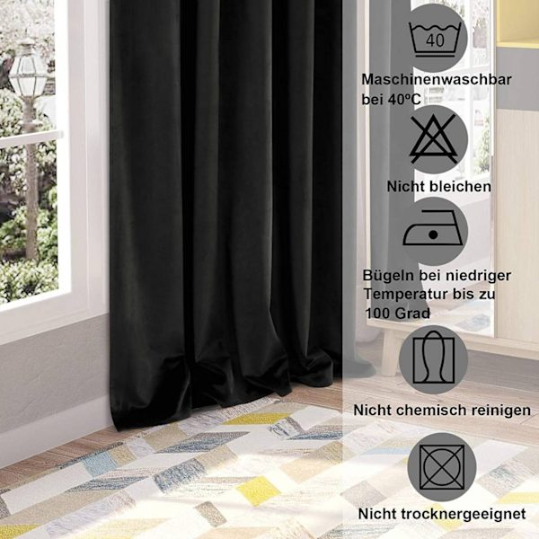 Rootz Luxurious Velvet mørklægningsgardiner - Privatlivsgardiner - Lysblokerende paneler - Materiale af høj kvalitet - Nem installation - Kan maskinva