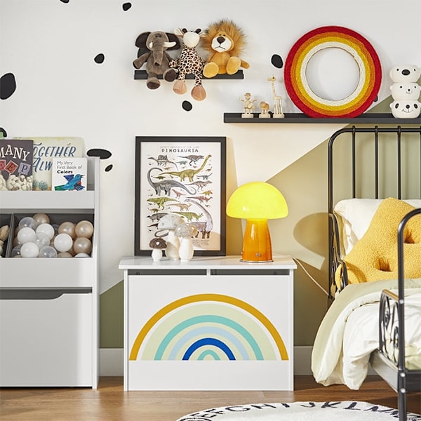 Rootz Toy Chest - Toy Box - Förvaringslåda för barn - Stabil MDF-konstruktion - Barnvänlig höjd - Stora fack - 62cm x 44cm x 40cm