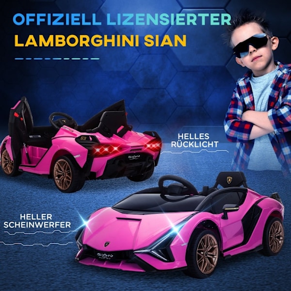 Rootz Elektrisk børnebil - Pink Ride-On Car - Batteridrevet børnebil - Realistisk design - LED-lys - Fjernbetjening - 108cm x 62cm x 40cm