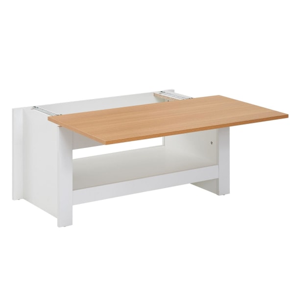 Rootz design sofabord 85 X 47 X 45 cm hvid - eg - Stuebord med opbevaringsplads - Sofabord med opbevaringsrum Moderne - Firkantet sofabord