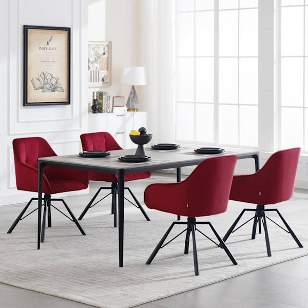 Rootz vridbar matstol - Roterande stol - Ergonomisk stol - 360° vridbar, bekväm design, robust konstruktion - sammet och metall - 58,5 cm x 82,5 cm x