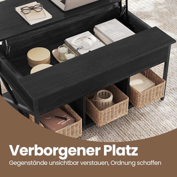 Rootz Sofabord - Højdejusterbar bordplade - Træspanelbord - Stålramme - 60 cm x 100 cm x (48-62) cm
