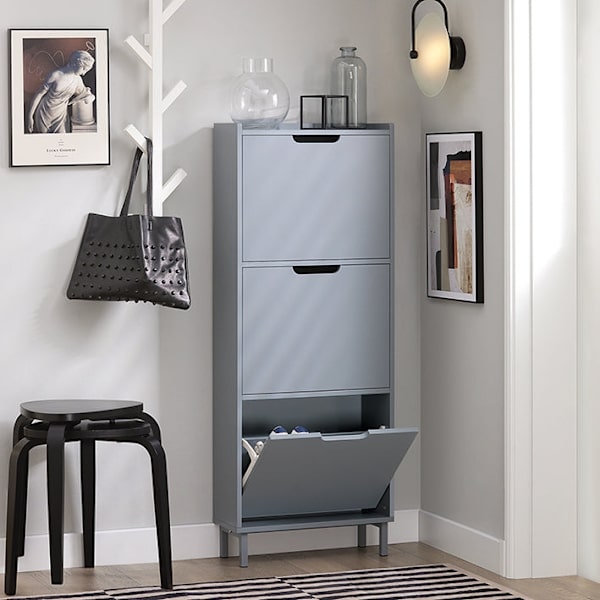 Rootz skovippeskab - Skoopbevaringsorganisator - Skokommode - Pladsbesparende design - Alsidig opbevaring - Forbedret stabilitet - Lysegrå - 50 cm x 1