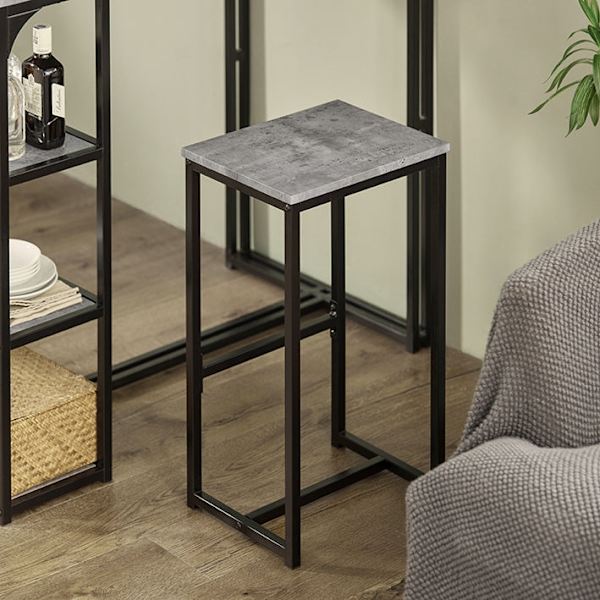Rootz 3-delade barbordsset - Matbord med 2 pallar - Köksbänkset - Platssnål design - Robust metallstomme - Idealisk för kök, matsal, trädgård - Ljusgr