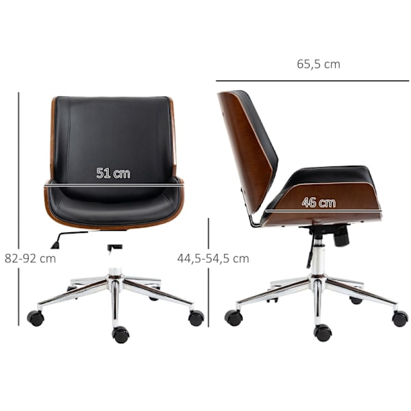 Rootz Vinsetto skrivbordsstol - Kontorsstol - Snurrstol - Komfort och stil - Justerbar i höjdled - konstläder - 53cm x 60cm x 86-96cm