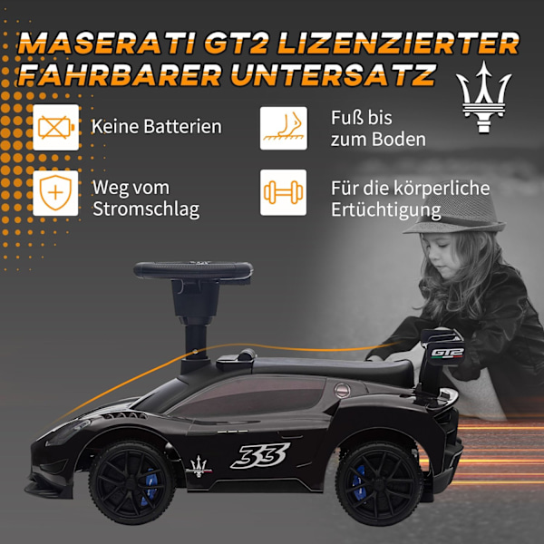 Rootz Maserati GT2 Ride -On Car - Kids Slide Car - Toy Vehicle - Horn & Music - 65L X 29W X 37H CM - Sort