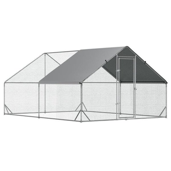 Rootz hønsegård - hønsefjerkræhus - hønsebur - kaninbur - sølv - 3 x 4 x 2m