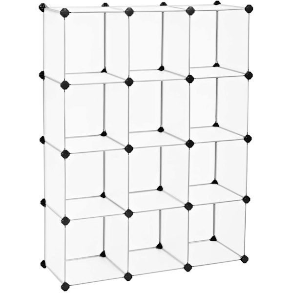 Rootz Förvaringsställ - Fackskåp - Plast - Hyllsystem - Justerbart - Vit - Transparent - 93 x 31 x 123 cm