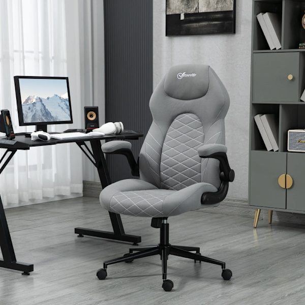 Rootz Vinsetto Kontorstol - Ergonomisk Skrivebordsstol - Justerbar Højde Stol - Vippefunktion - Sammenfoldelige armlæn - 65,5 cm x 69,5 cm x 112-122 c